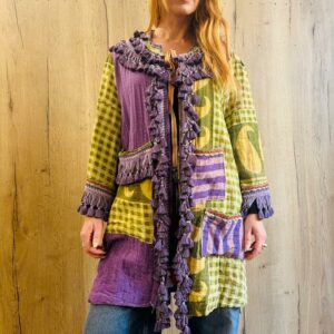 Pardessus Kantha Modèle garden purple